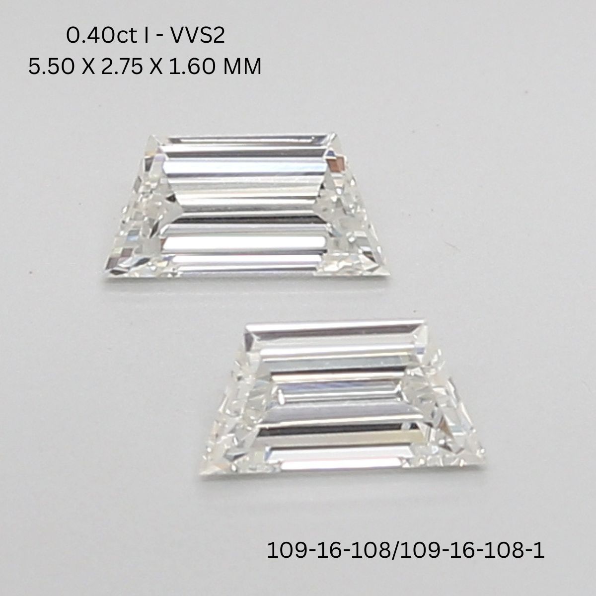 0.4 CT I VVS2 TRAPEZOID diamond Pairs Inventory