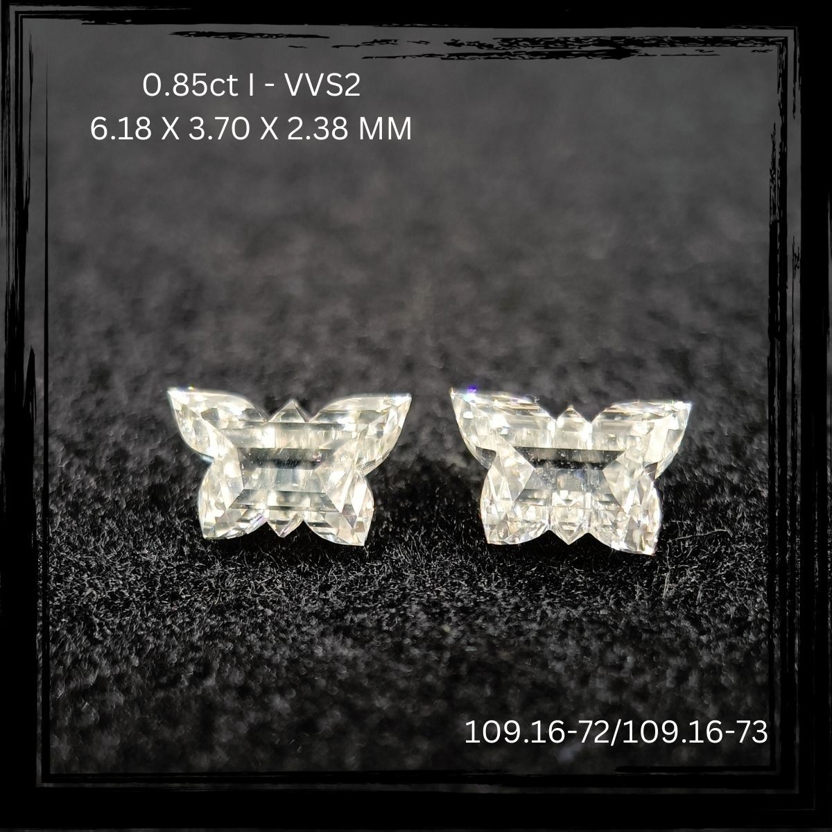 0.85 CT I VVS2 BUTTERFLY diamond Pairs Inventory