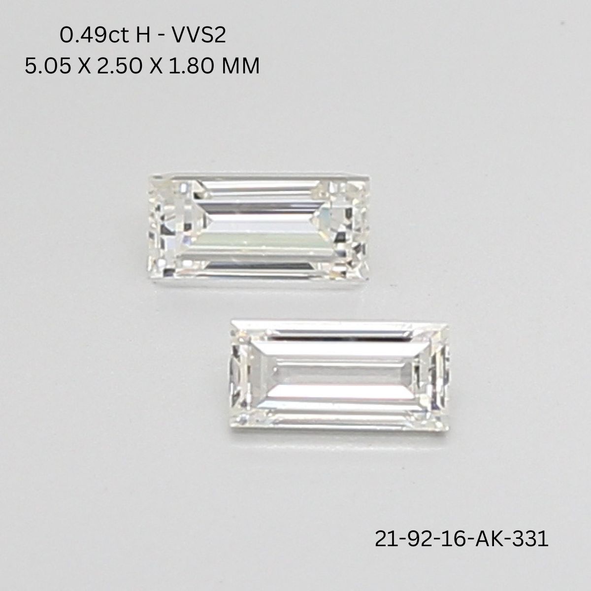 0.49 CT H VVS2 BAGUETTE diamond Pairs Inventory
