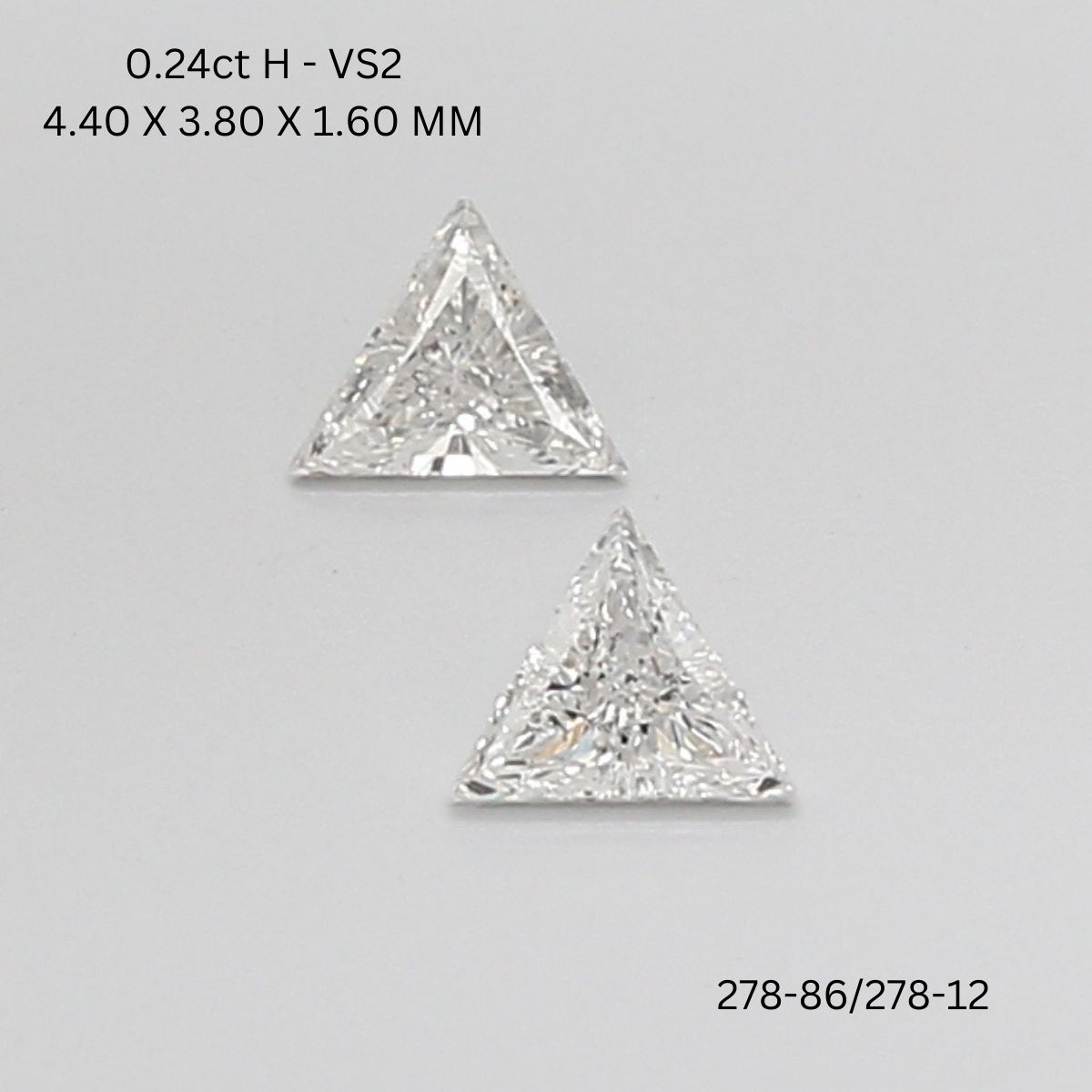 0.24 CT H VS2 TRIANGULAR diamond Pairs Inventory