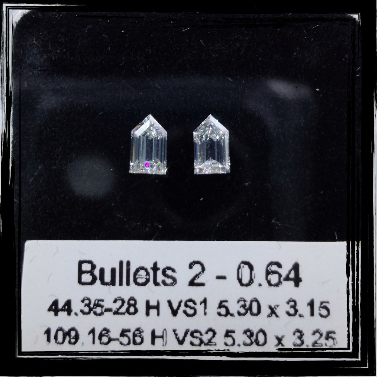 0.64 CT H VS1 BULLETS diamond Pairs Inventory