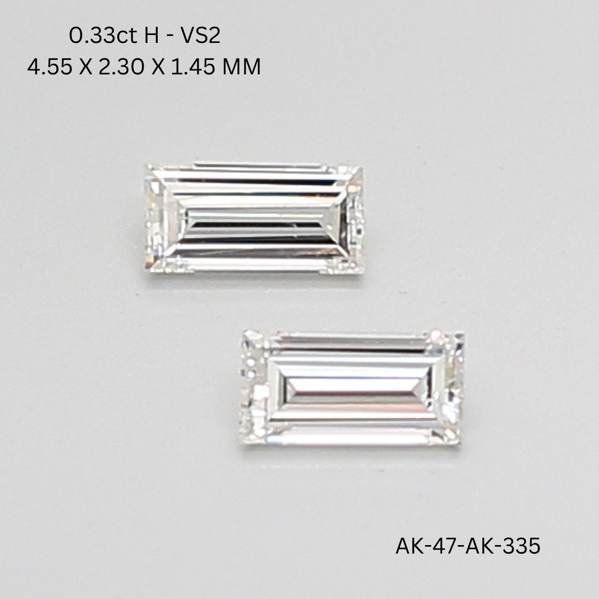 0.33 CT H VS2 BAGUETTE diamond Pairs Inventory