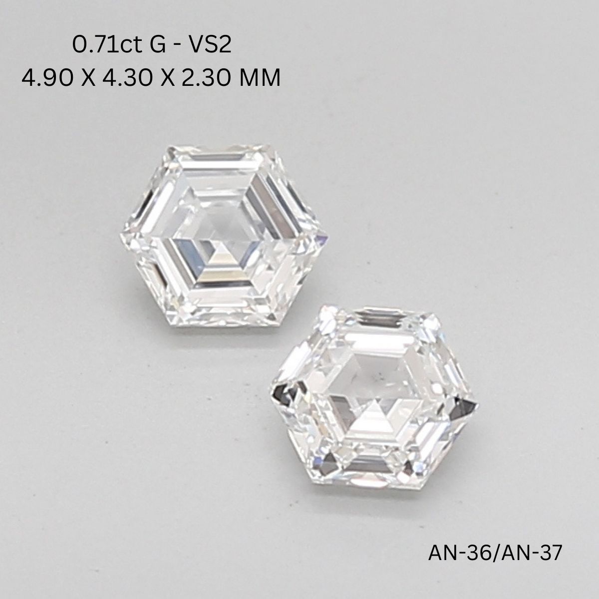 0.71 CT G VS2 HEXAGONAL diamond Pairs Inventory