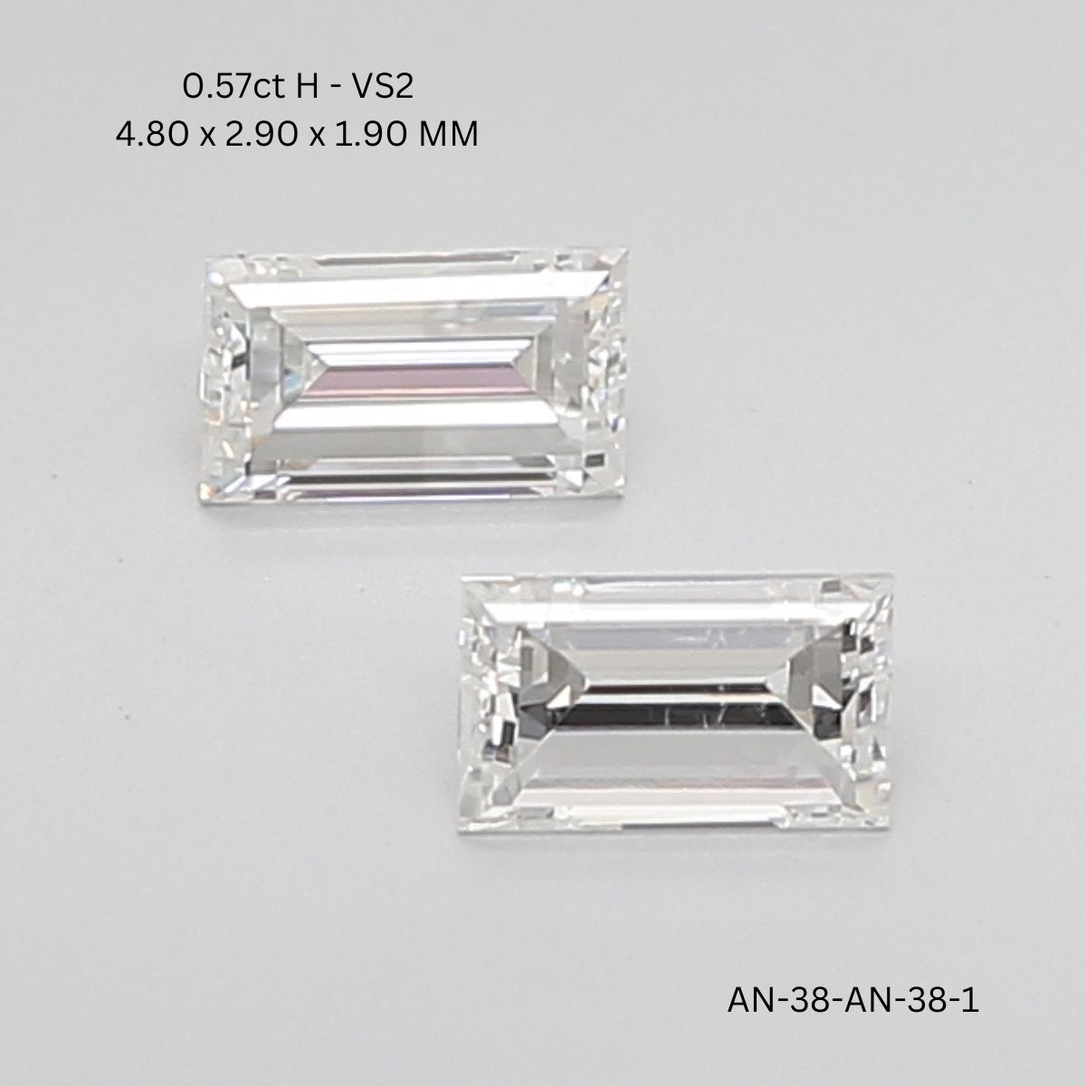 0.57 CT H VS2 BAGUETTE diamond Pairs Inventory