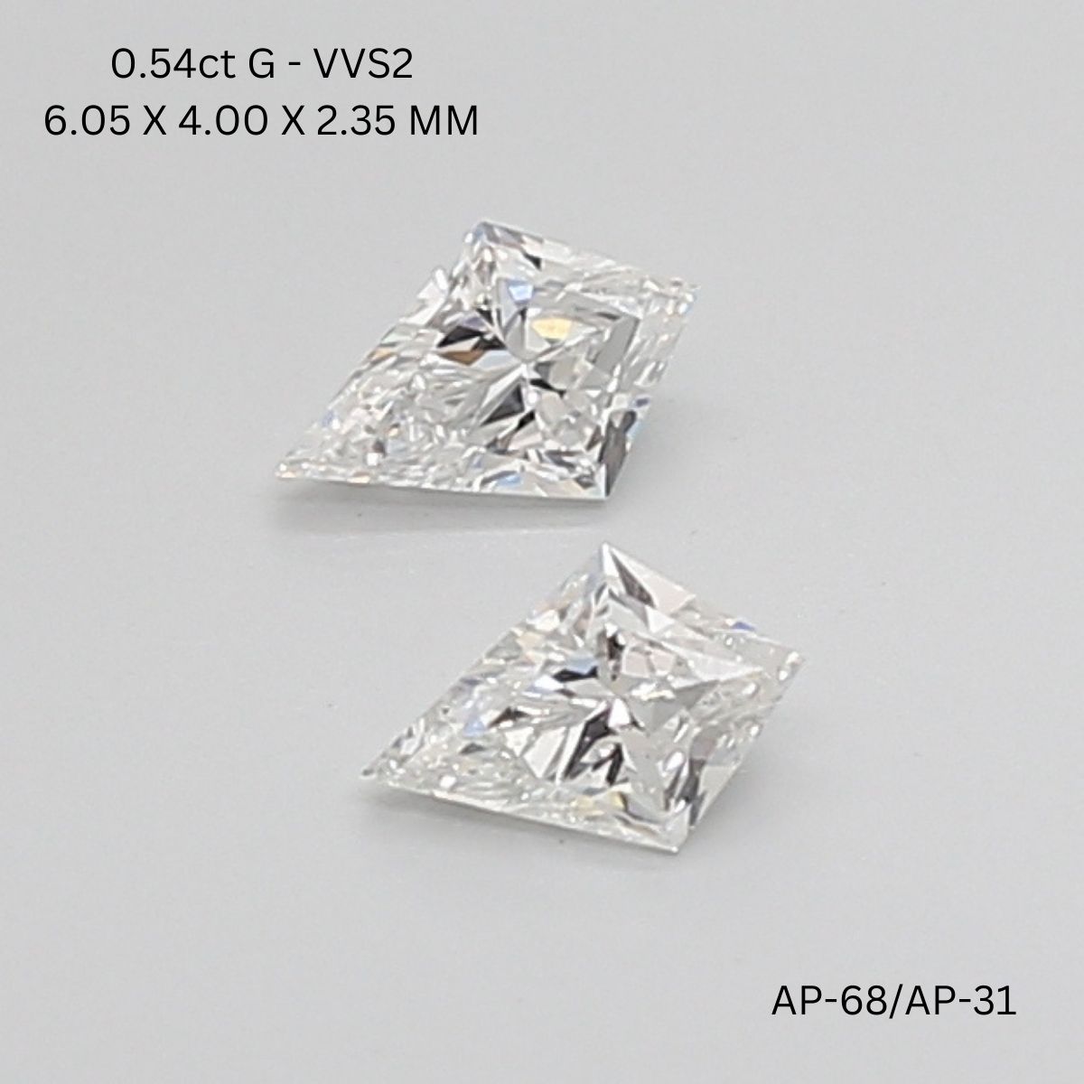 0.54 CT G VVS2 KITE diamond Pairs Inventory