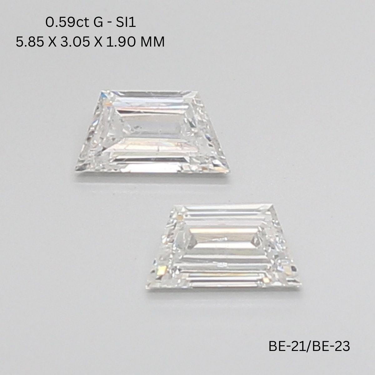 0.59 CT G SI1 TRAPEZOID diamond Pairs Inventory