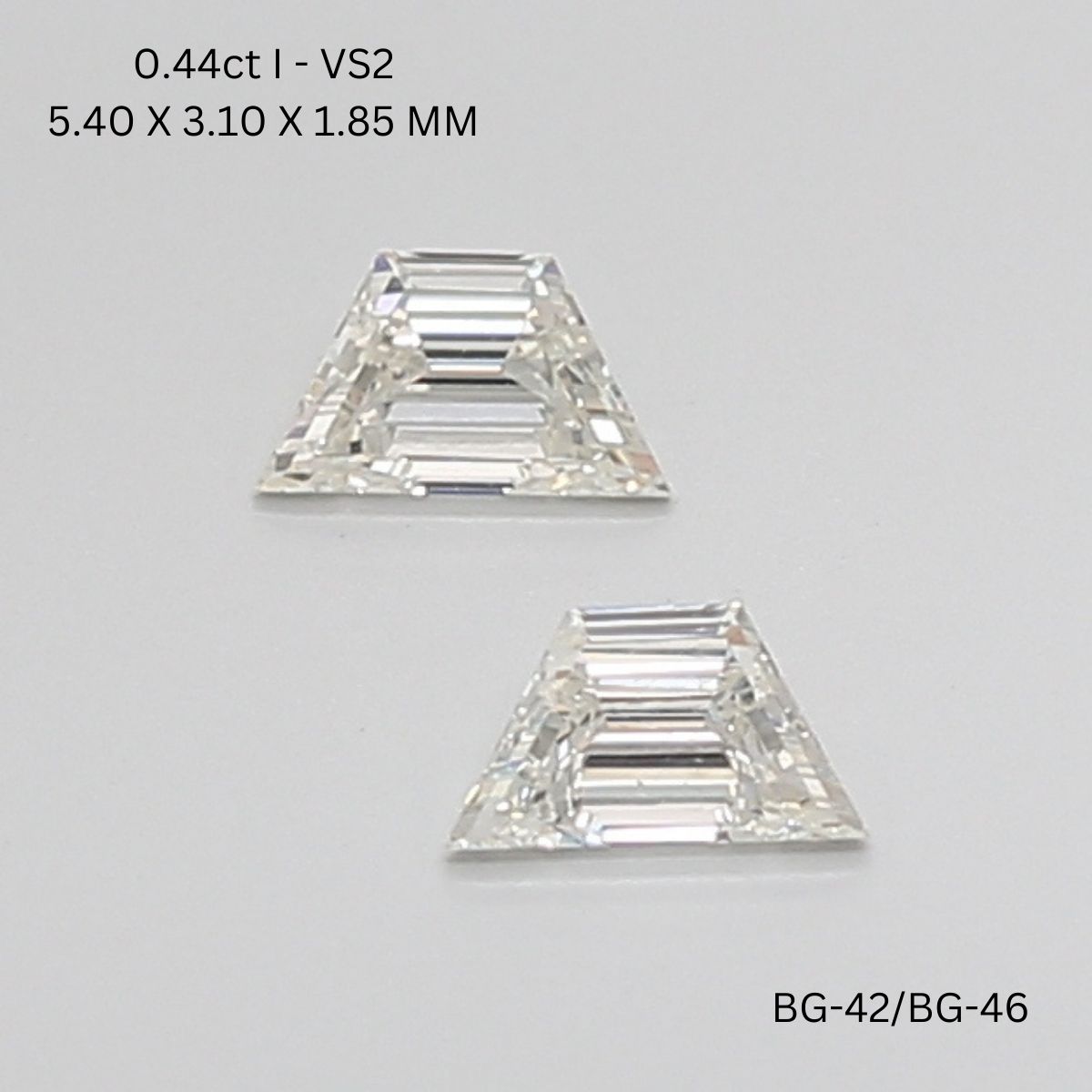 0.44 CT I VS2 TRAPEZOID diamond Pairs Inventory