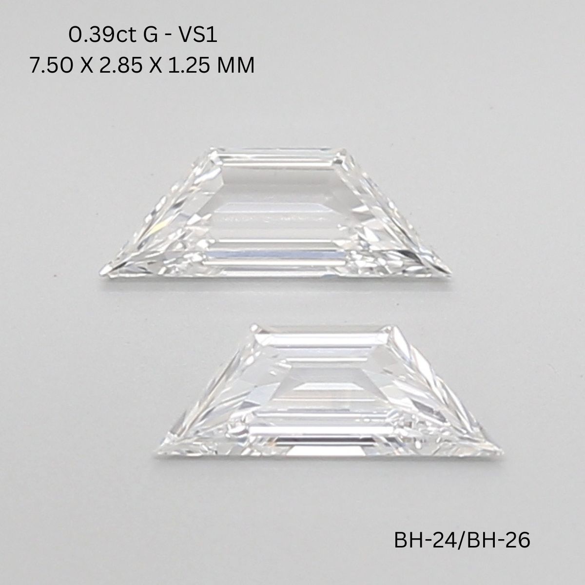 0.39 CT F VS1 TRAPEZOID diamond Pairs Inventory