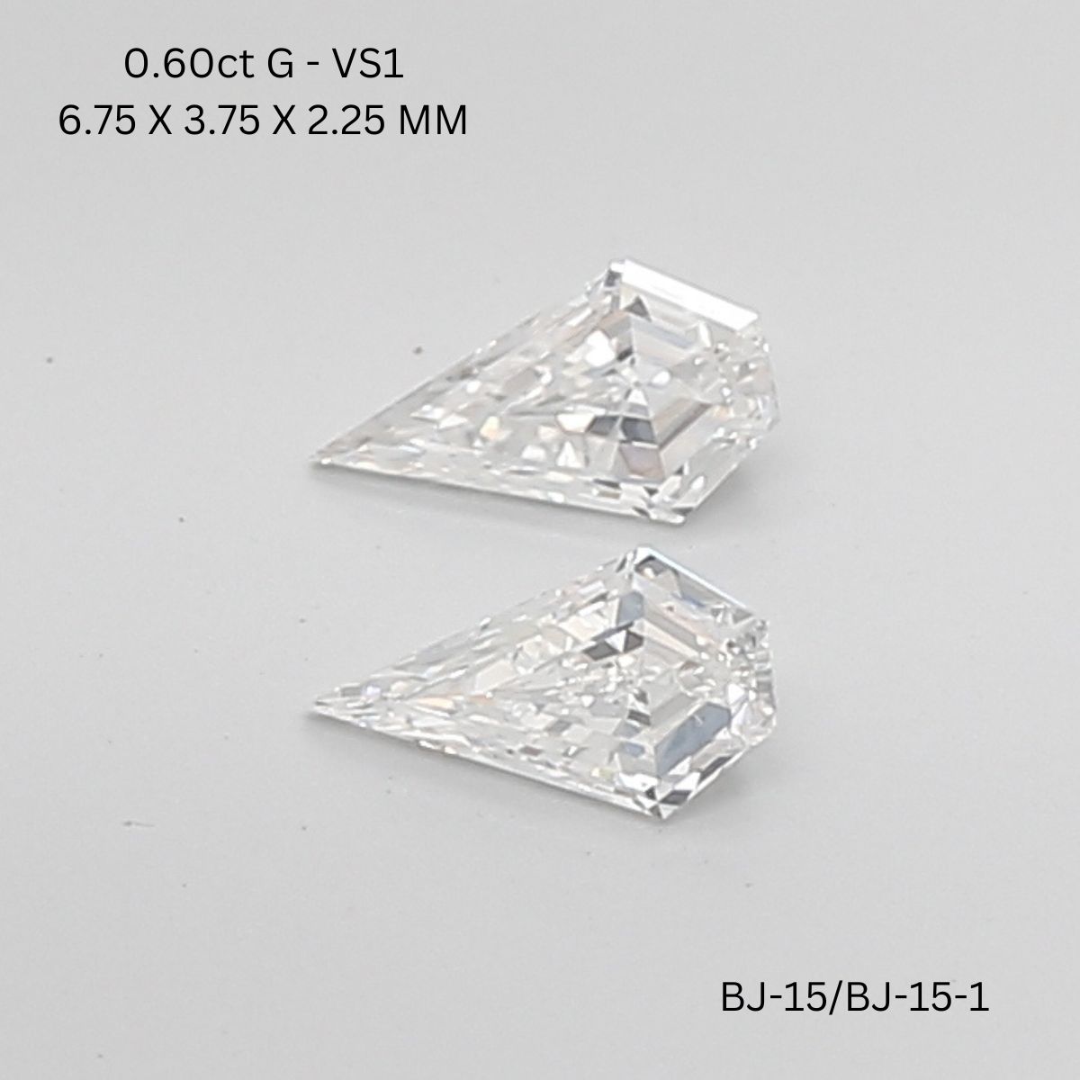 0.6 CT G VS1 SHIELD diamond Pairs Inventory