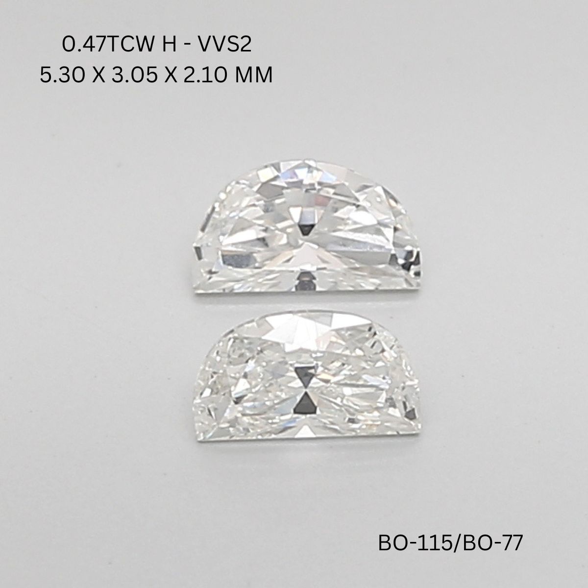 0.47 CT H VVS2 HALF MOON diamond Pairs Inventory