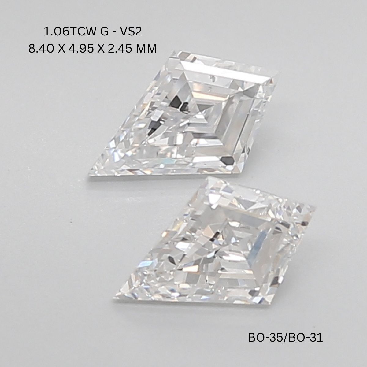 1.06 CT G VS2 KITE diamond Pairs Inventory