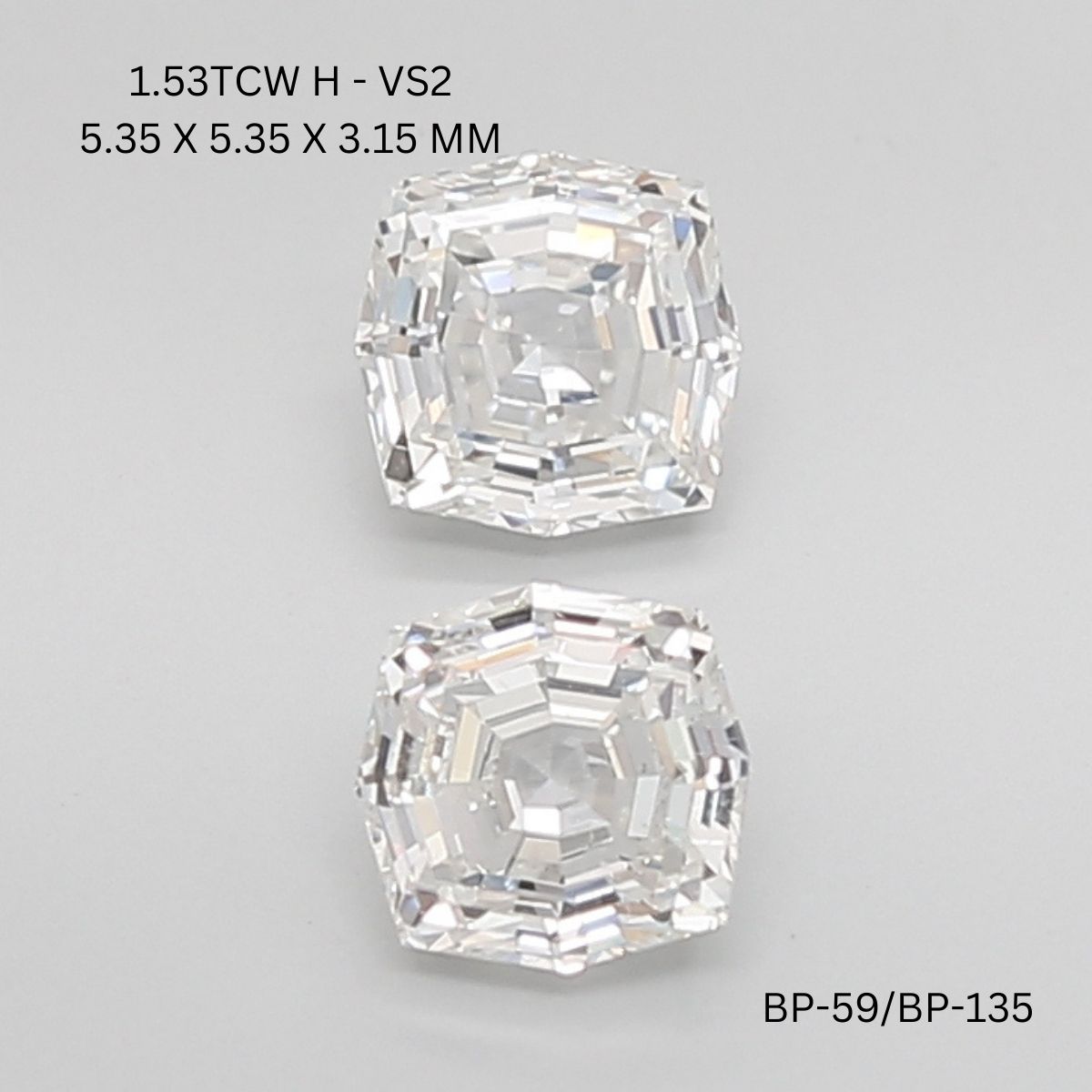 1.53 CT H VS2 OCTAGONE diamond Pairs Inventory