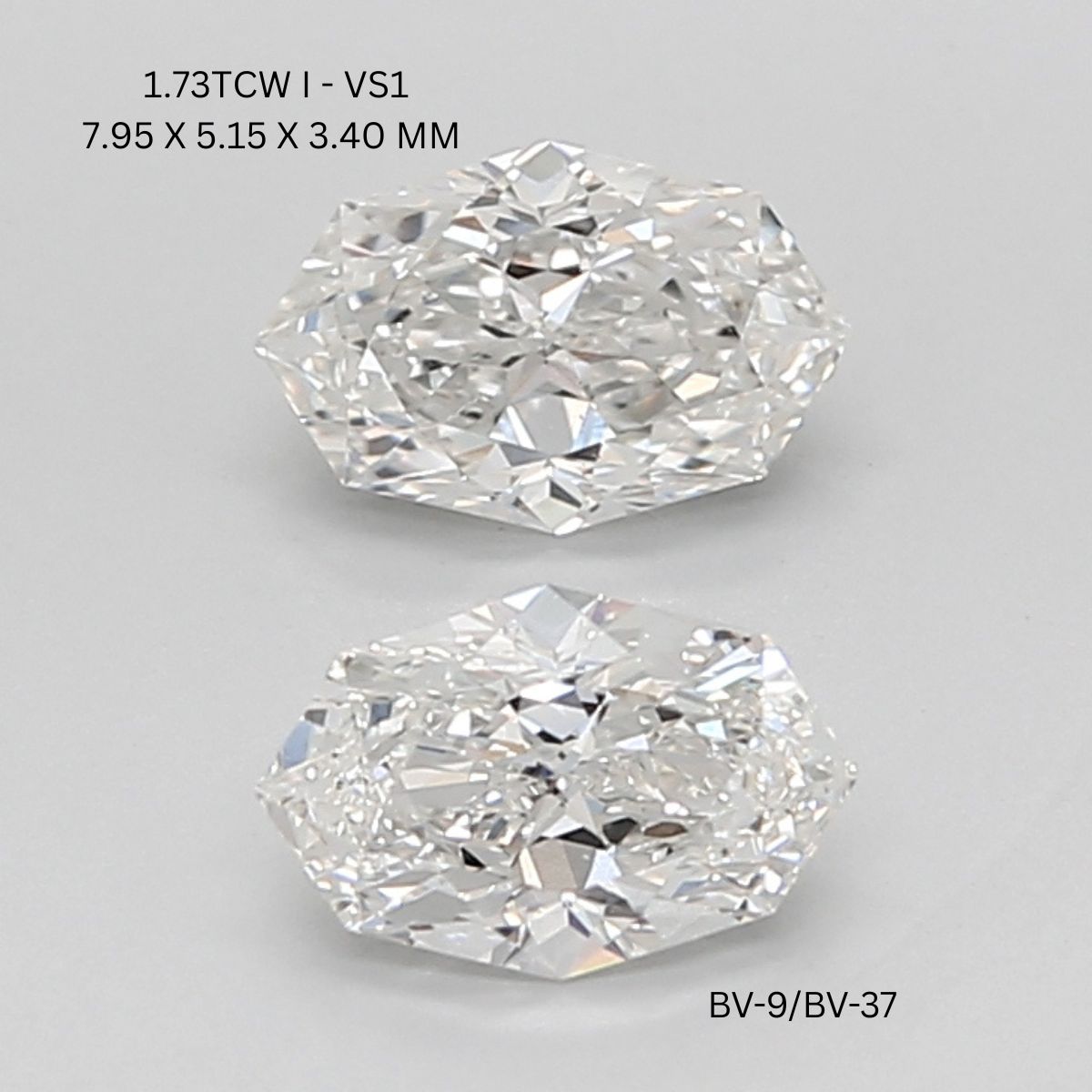 1.73 CT I VS1 OCTAGONE diamond Pairs Inventory