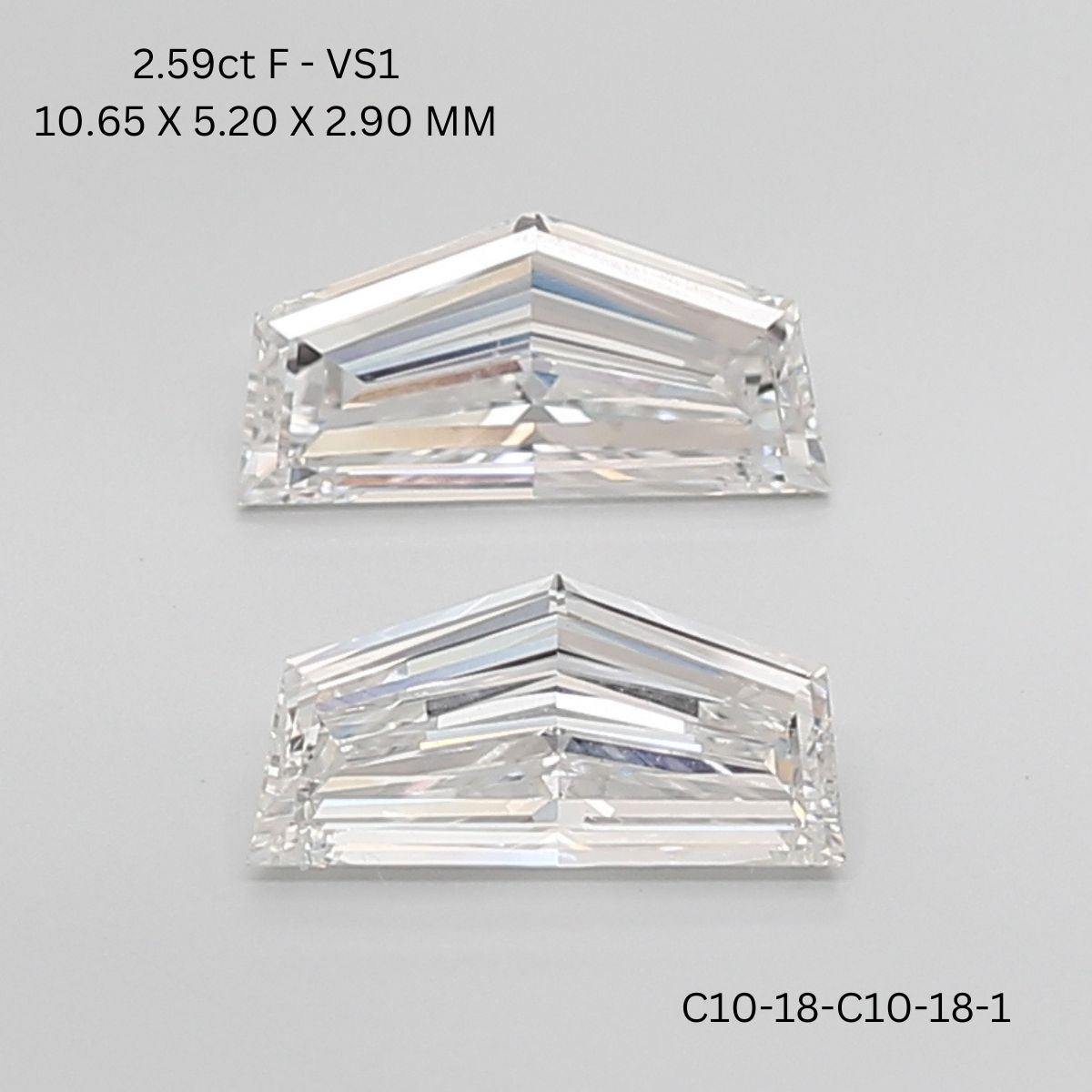 2.59 CT F VS1 CADILLAC diamond Pairs Inventory