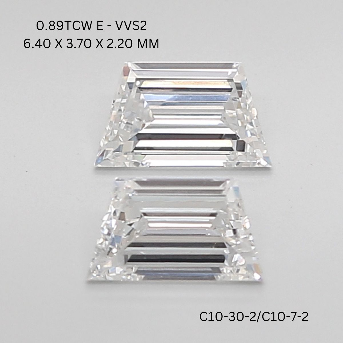 0.89 CT E VVS2 TRAPEZOID diamond Pairs Inventory