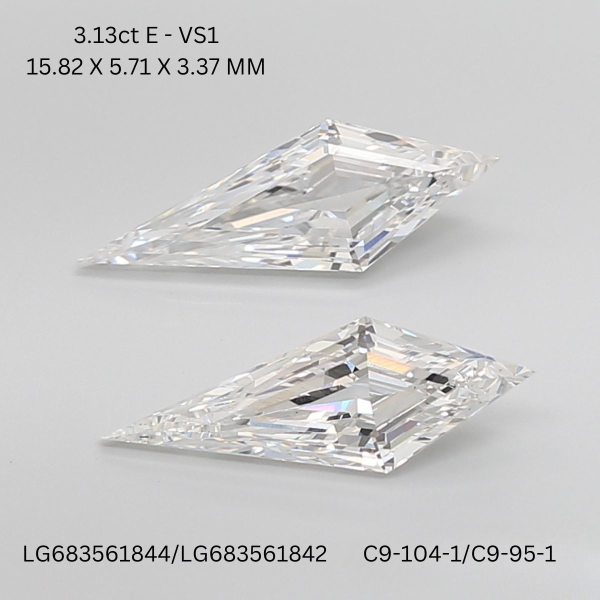 3.13 CT E VS1 KITE diamond Pairs Inventory