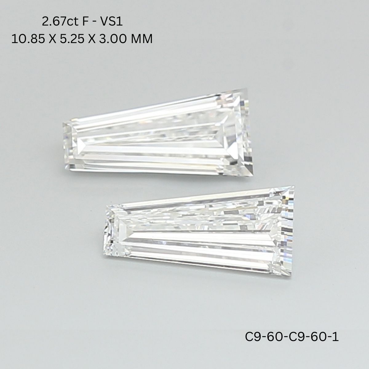 2.67 CT F VS1 TAPER diamond Pairs Inventory