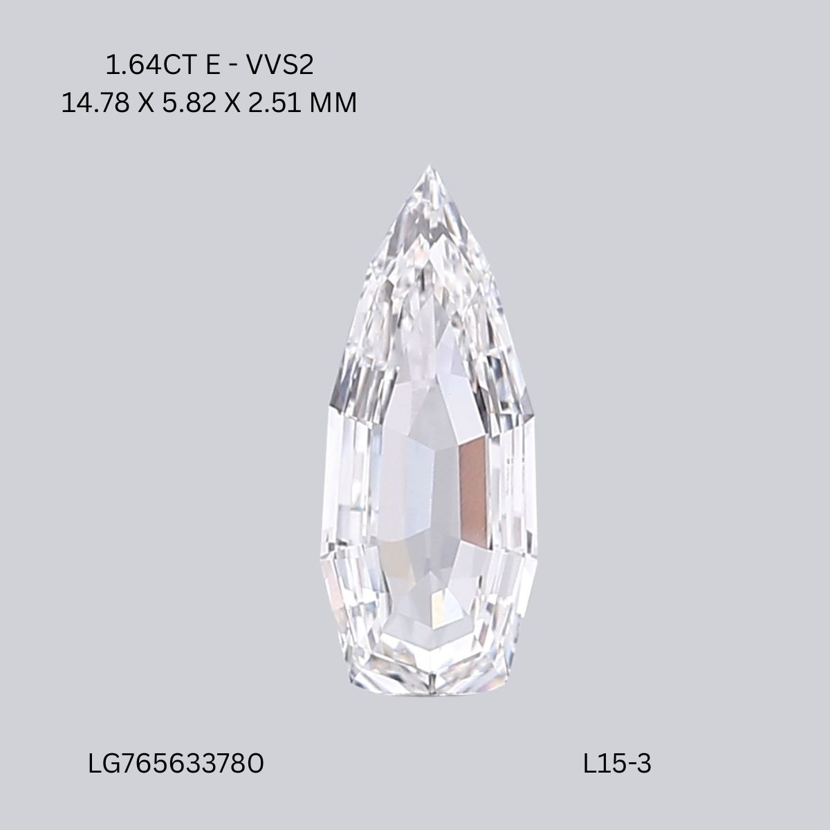 1.64 CT E VVS2 PEAR diamond Fancy Shape