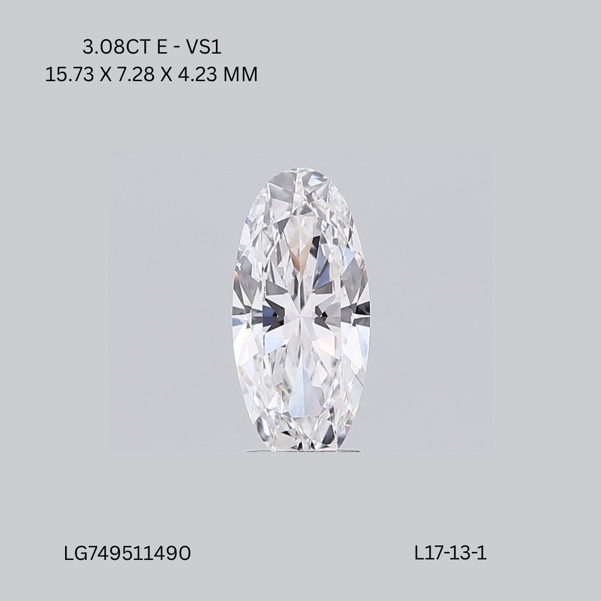 3.08 CT E VS1 MOVAL diamond Fancy Shape
