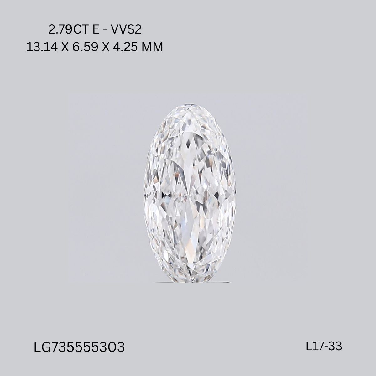 2.79 CT E VVS2 OVAL diamond Fancy Shape