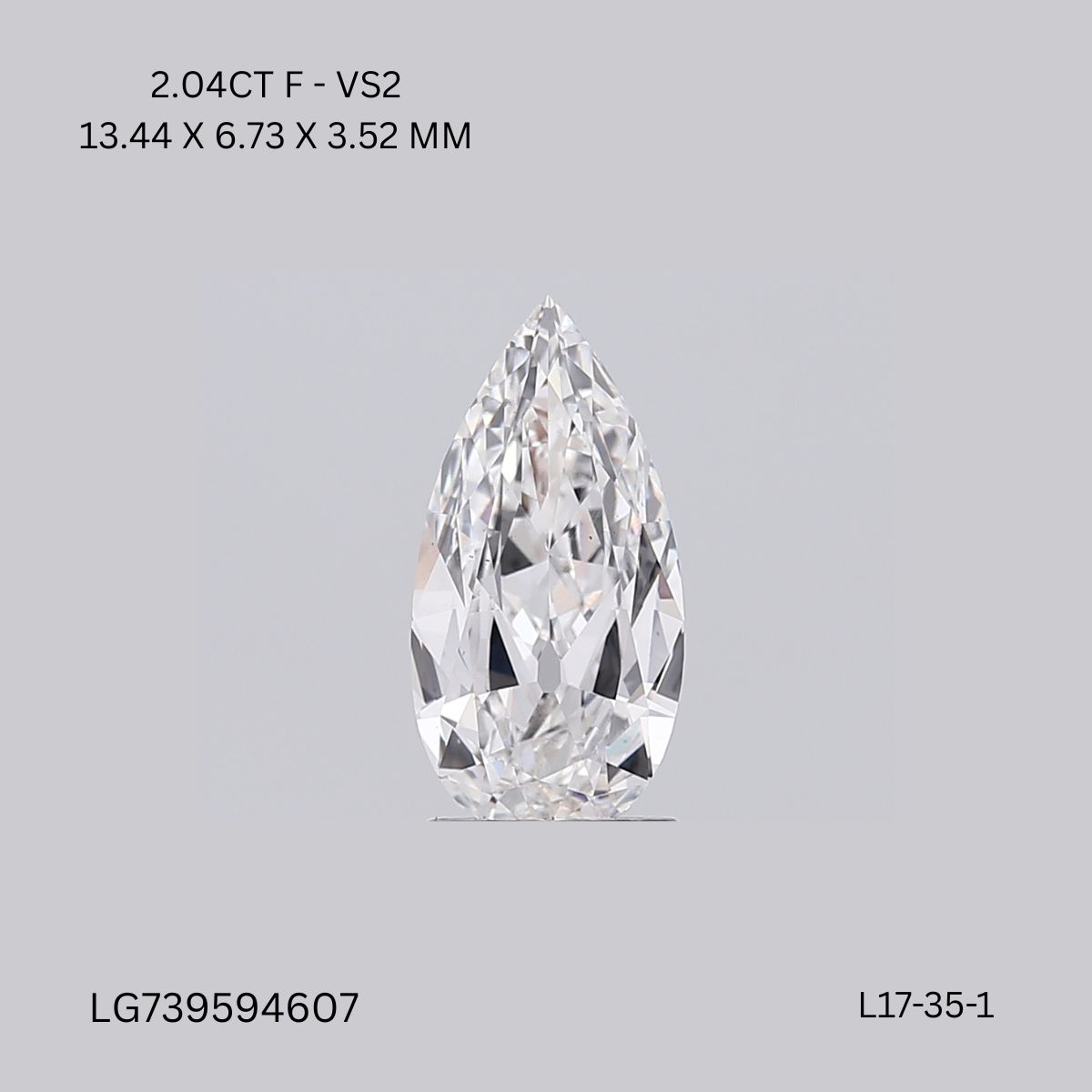 2.04 CT F VS2 PEAR diamond Fancy Shape