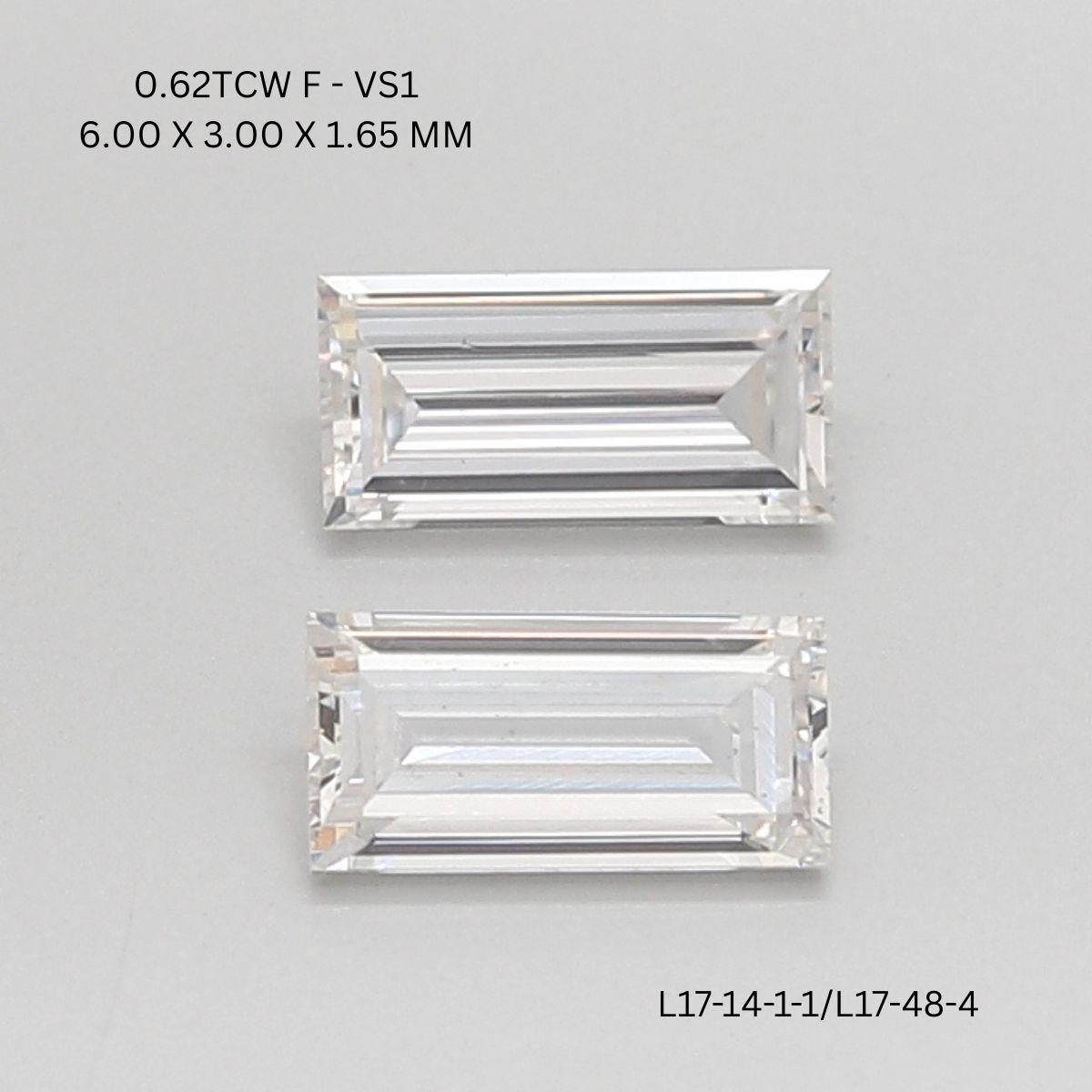 0.62 CT F VS1 BAGUETTE diamond Pairs Inventory