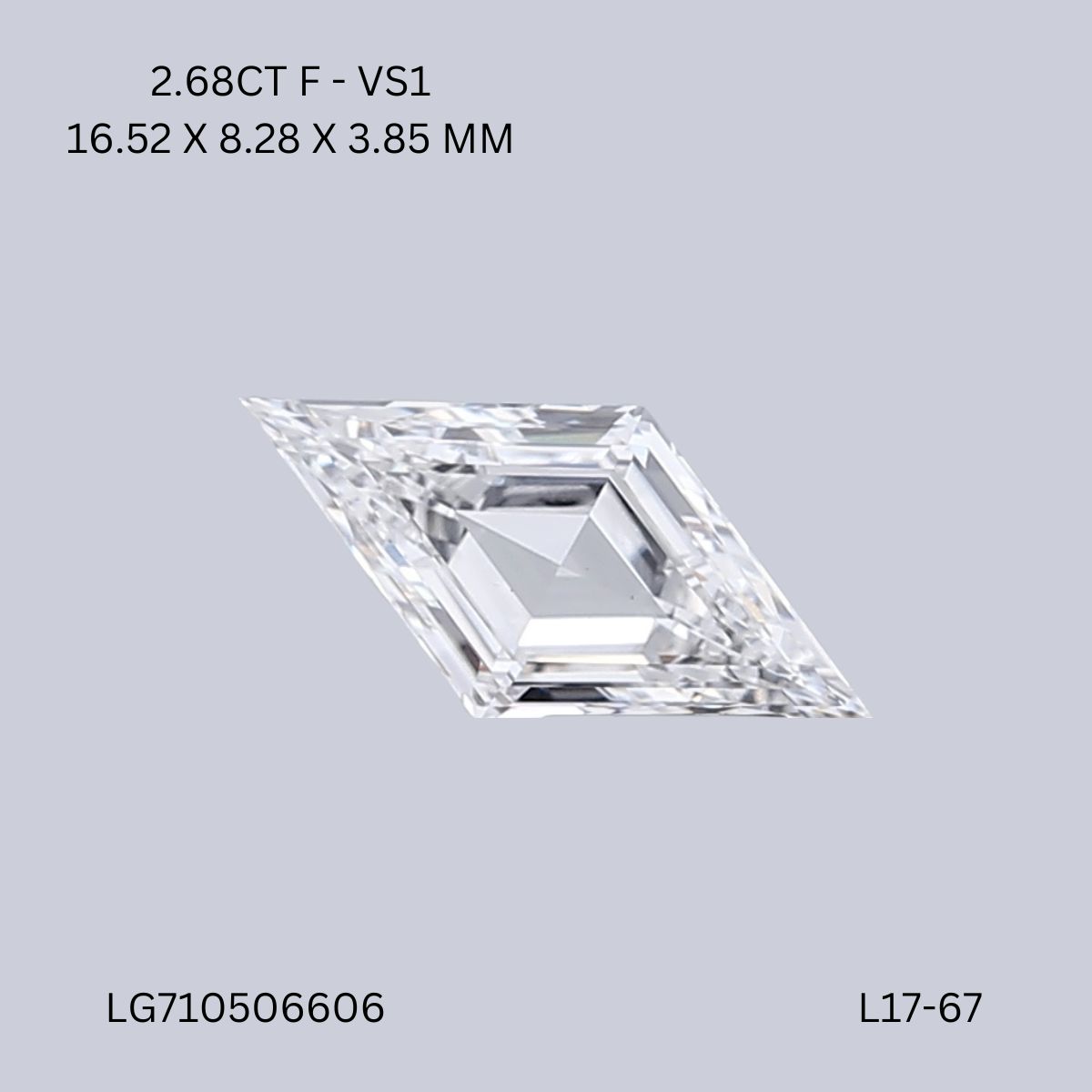 2.68 CT F VS1 LOZENGE diamond Fancy Shape