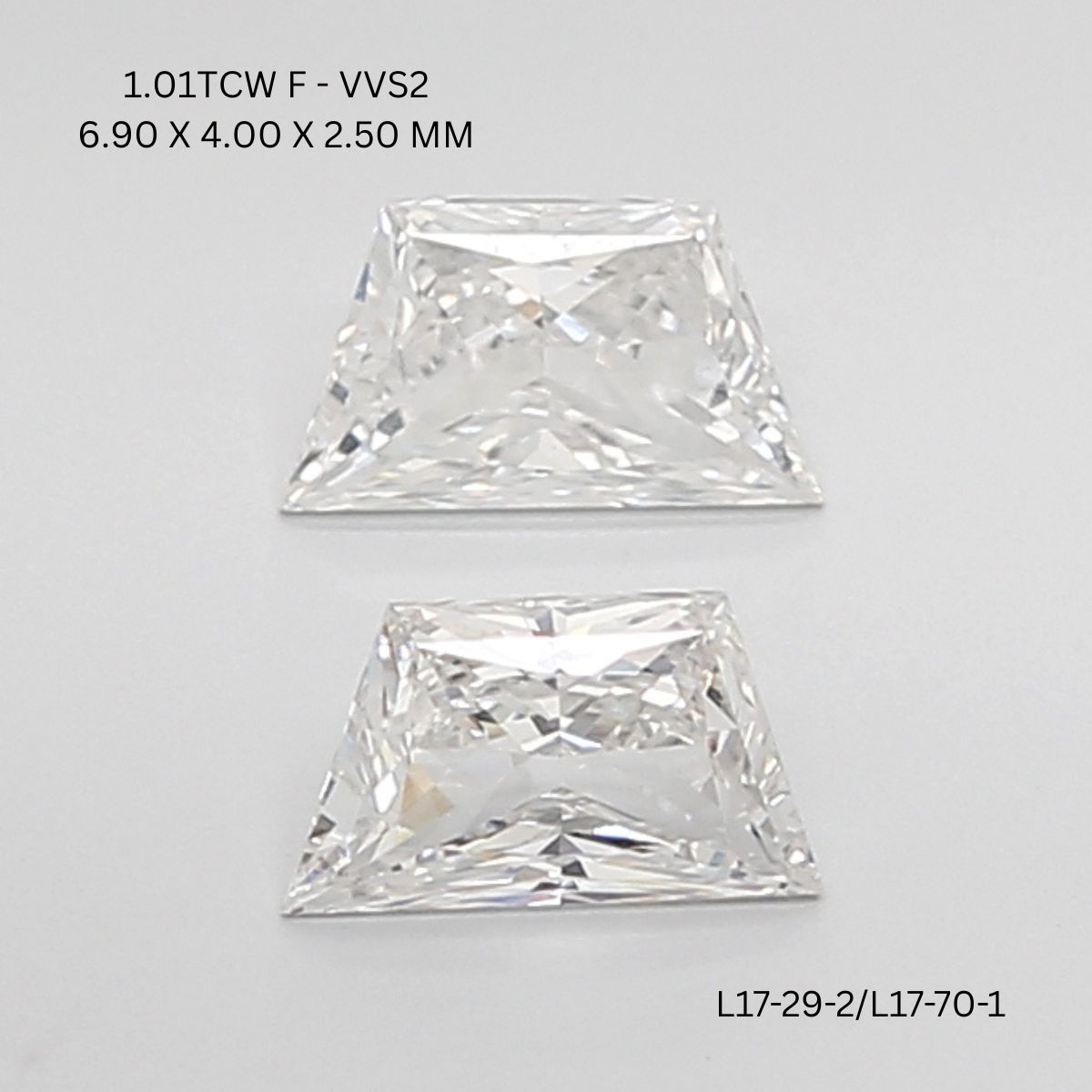 1.01 CT F VVS2 TRAPEZOID diamond Pairs Inventory