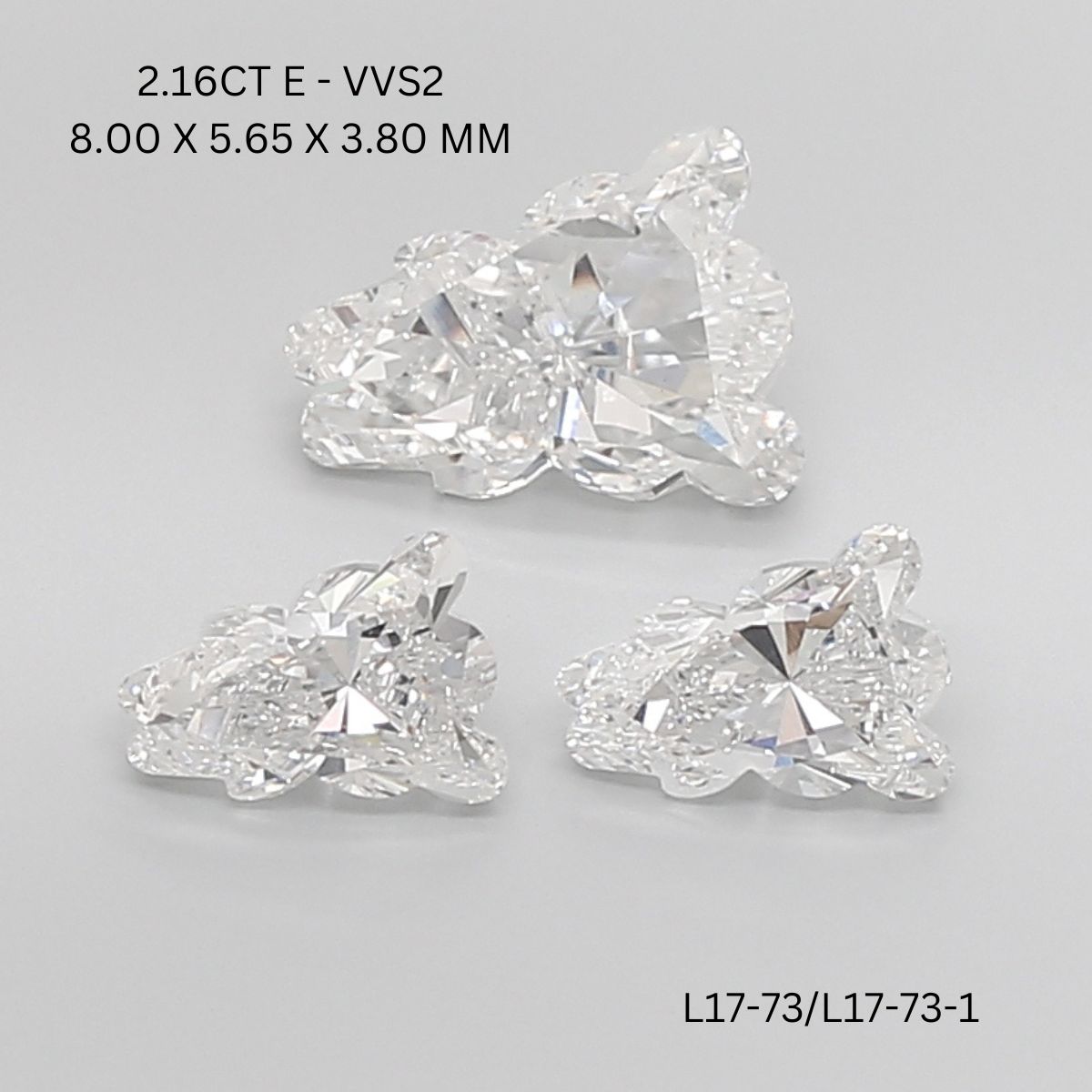 2.16 CT E VVS2 TEDDY diamond Pairs Inventory