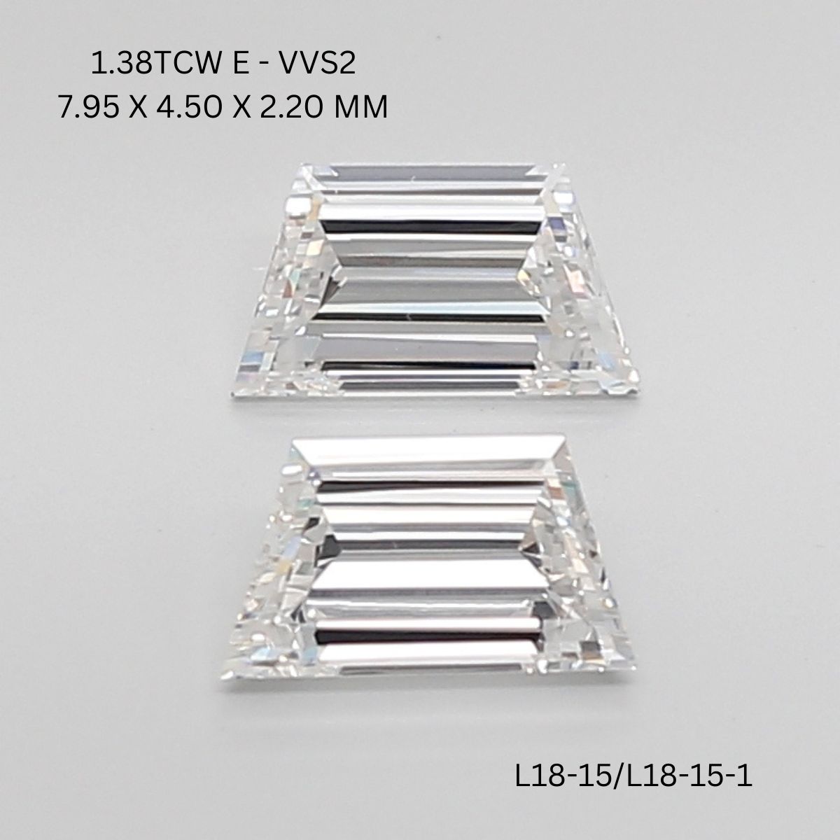 1.38 CT E VVS2 TRAPEZOID diamond Pairs Inventory