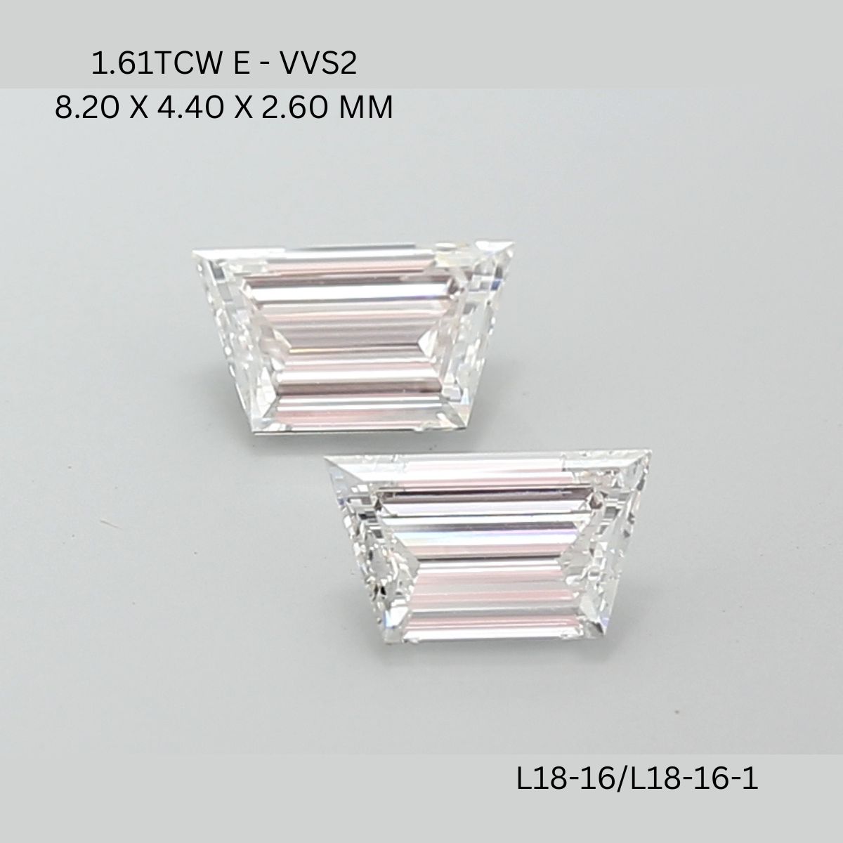 1.61 CT E VVS2 TRAPEZOID diamond Pairs Inventory