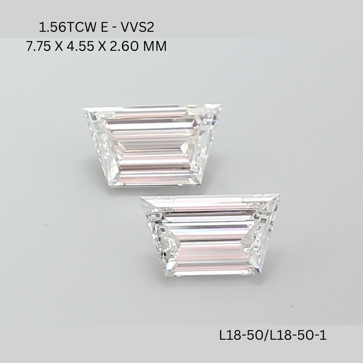 1.56 CT E VVS2 TRAPEZOID diamond Pairs Inventory