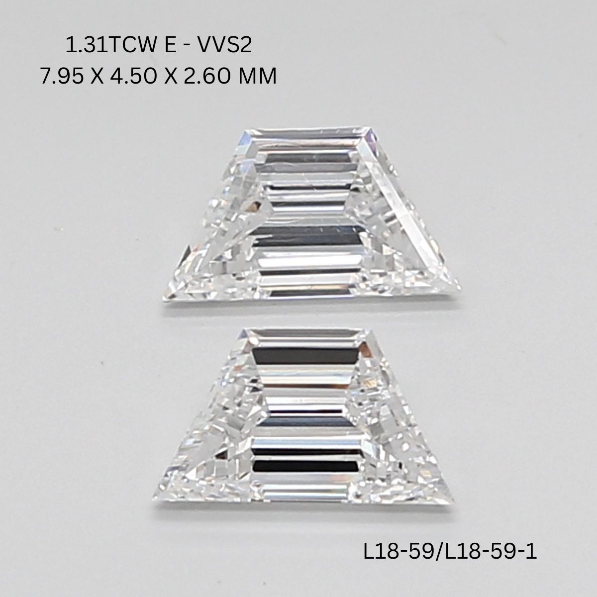 1.31 CT E VVS2 TRAPEZOID diamond Pairs Inventory