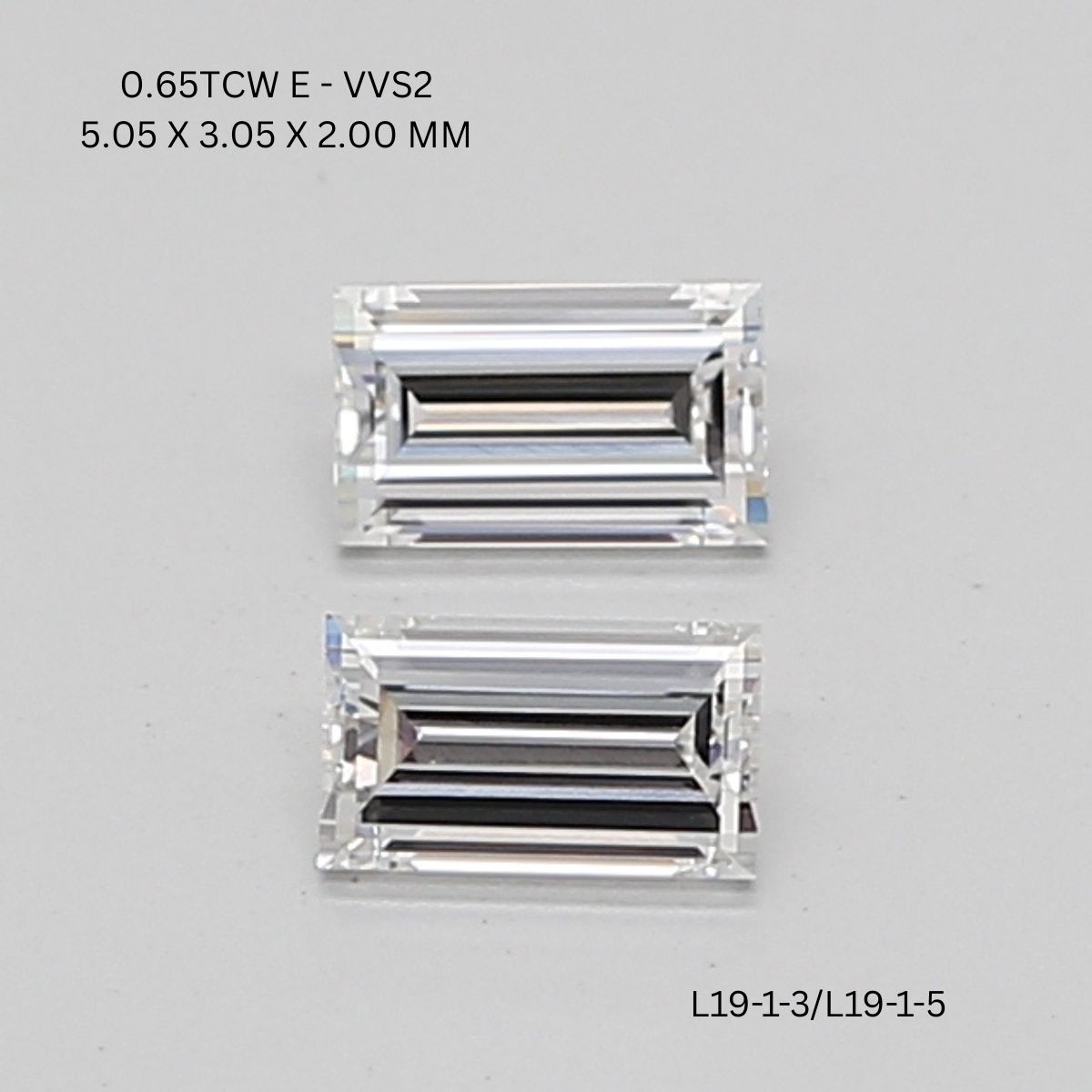 0.65 CT E VVS2 BAGUETTE diamond Pairs Inventory