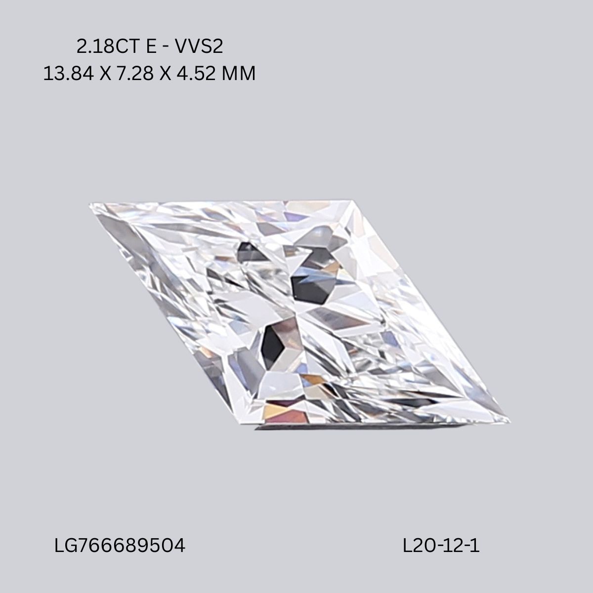 2.18 CT E VVS2 LOZENGE diamond Fancy Shape