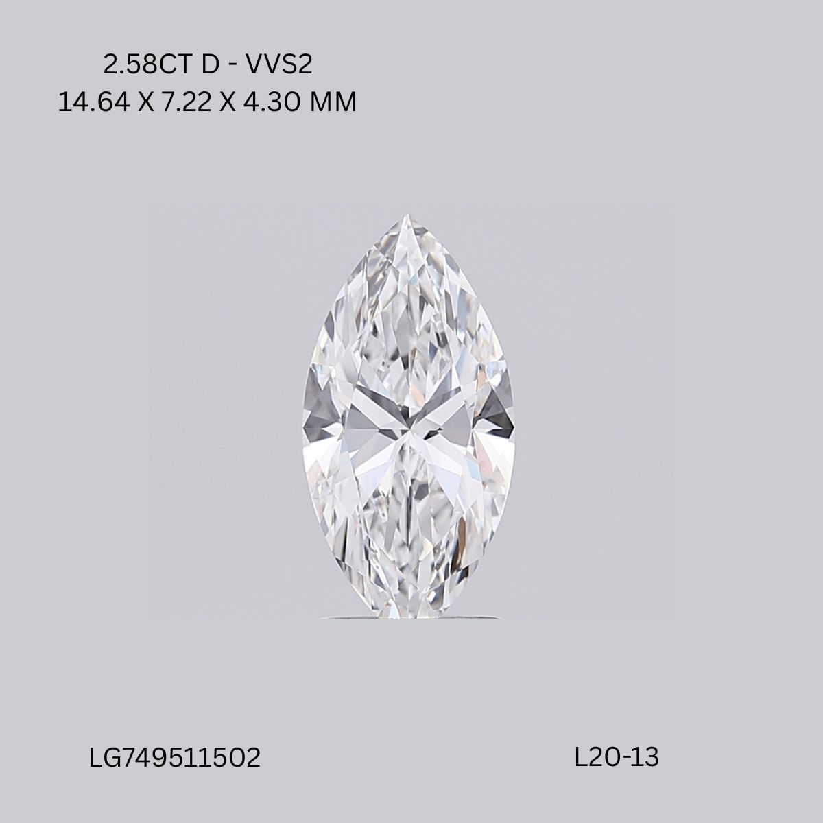 2.58 CT D VVS2 MARQUISE diamond Fancy Shape