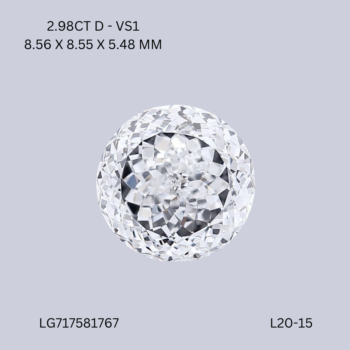 2.98 CT D VS1 ROUND diamond Fancy Shape