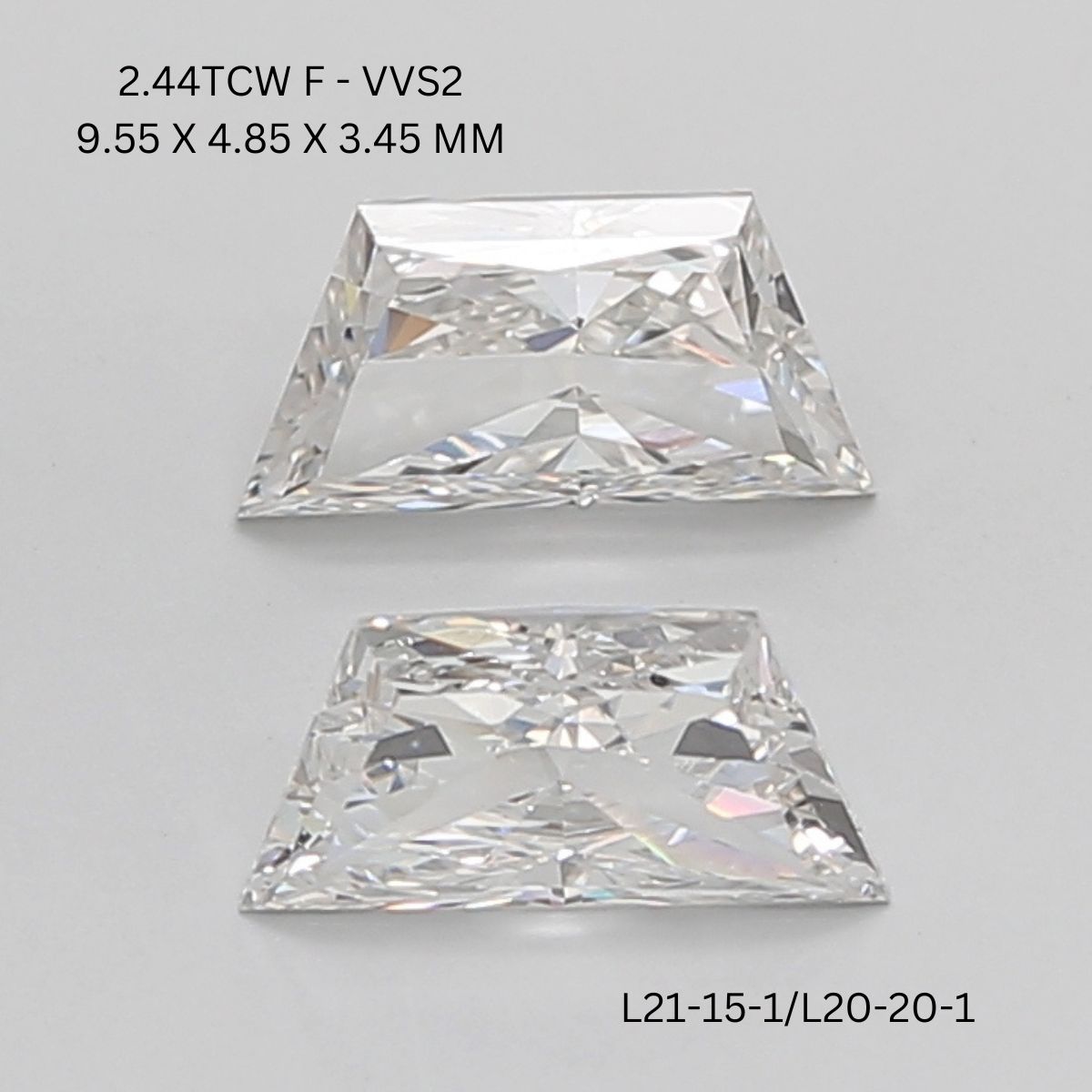 2.44 CT F VVS2 TRAPEZOID diamond Pairs Inventory