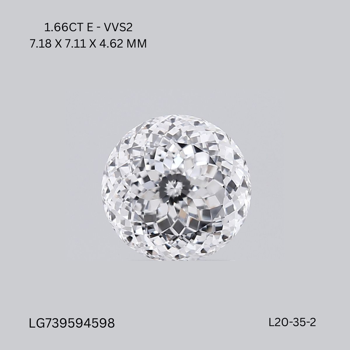 1.66 CT E VVS2 ROUND diamond Fancy Shape