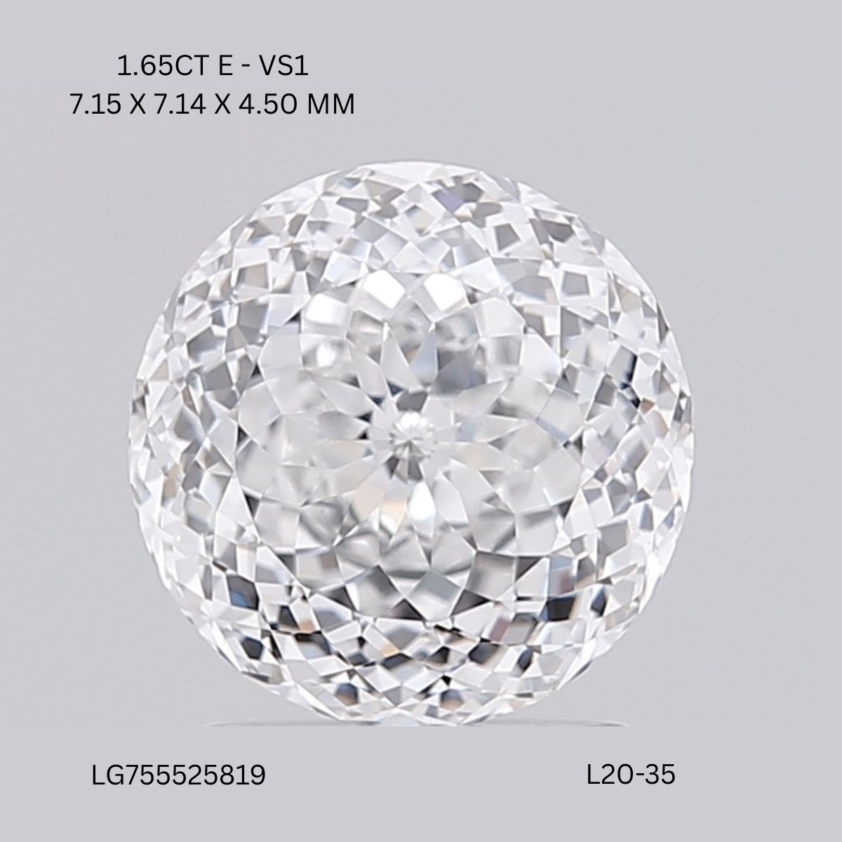 1.65 CT E VS1 ROUND diamond Fancy Shape