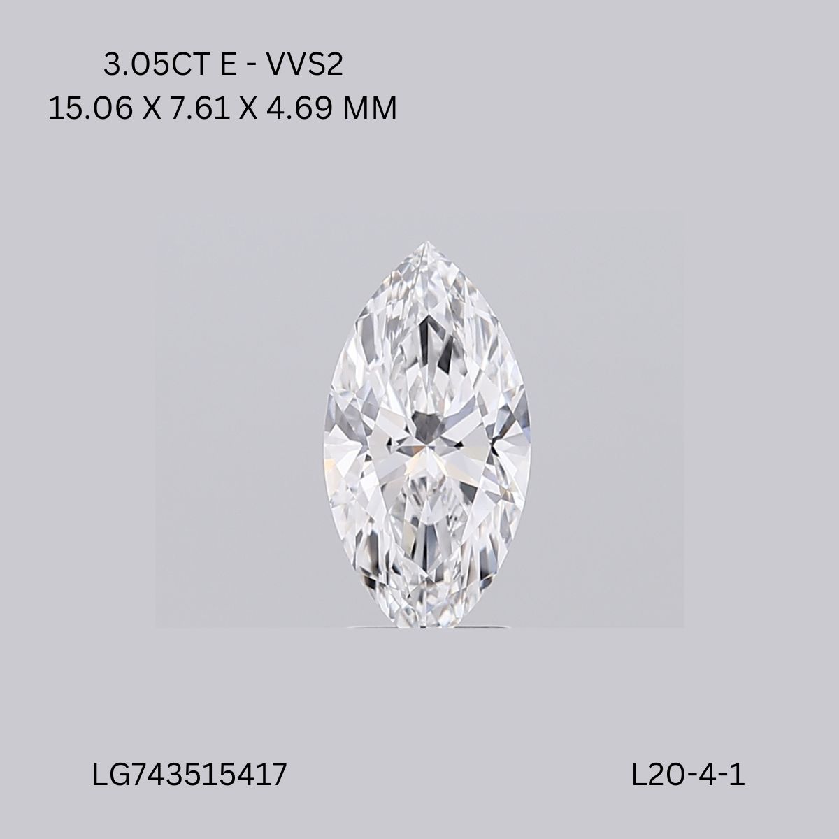 3.05 CT E VVS2 MARQUISE diamond Fancy Shape