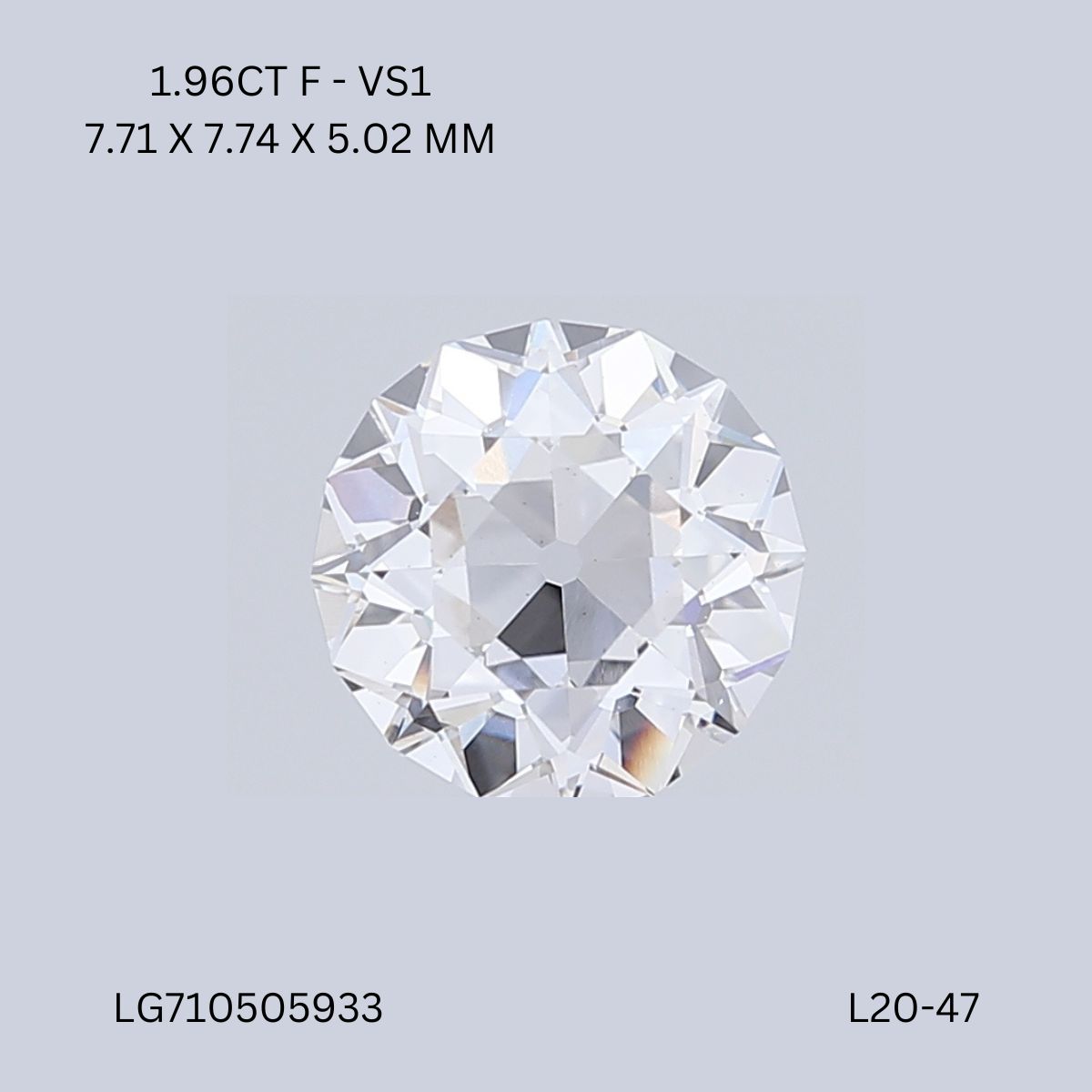 1.96 CT F VS1 ROUND diamond Fancy Shape