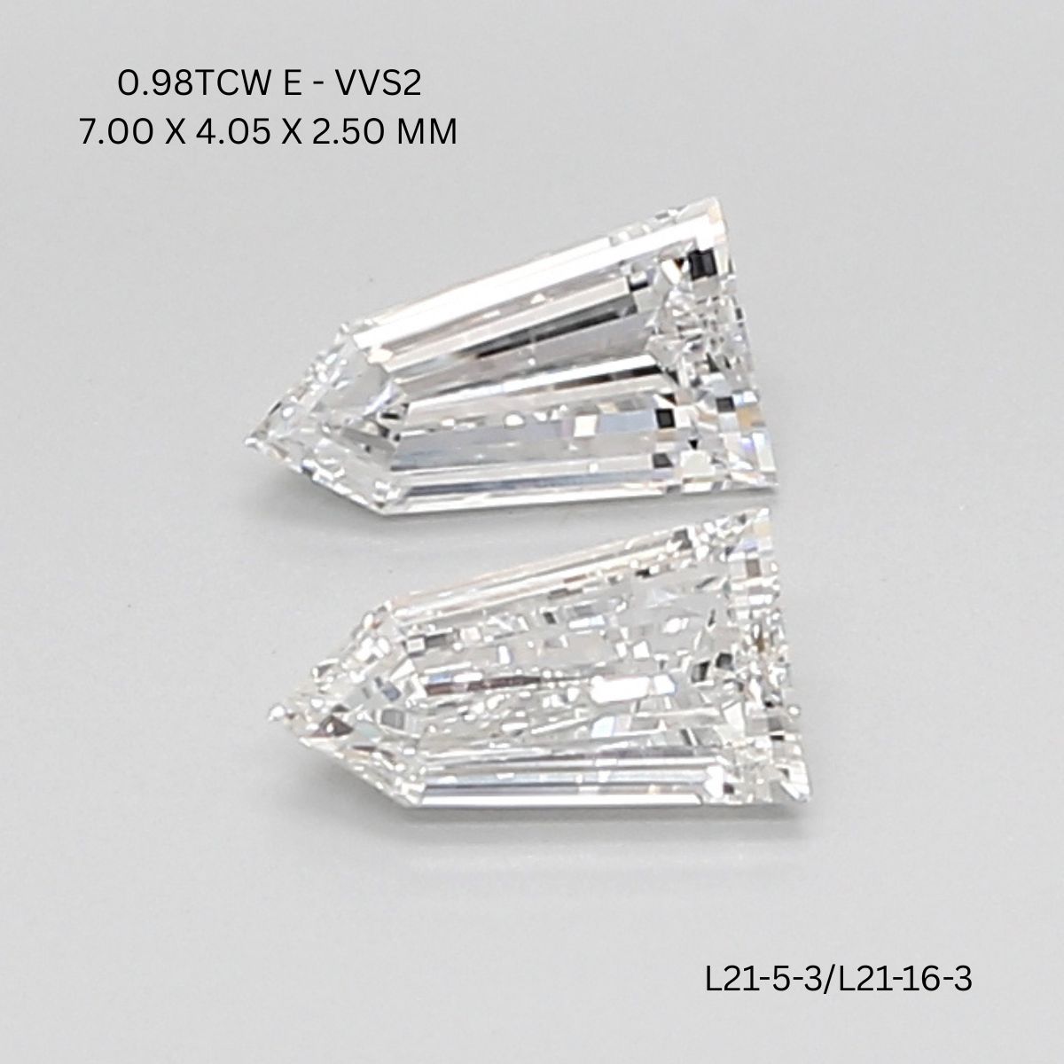 0.98 CT E VVS2 BULLETS diamond Pairs Inventory