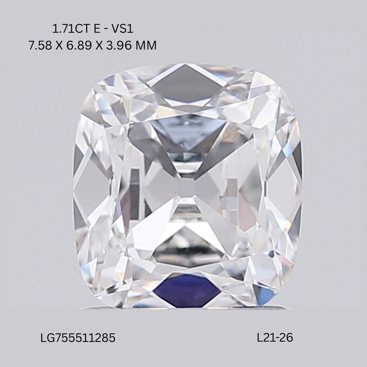 1.71 CT E VS1 CUSHION diamond Fancy Shape