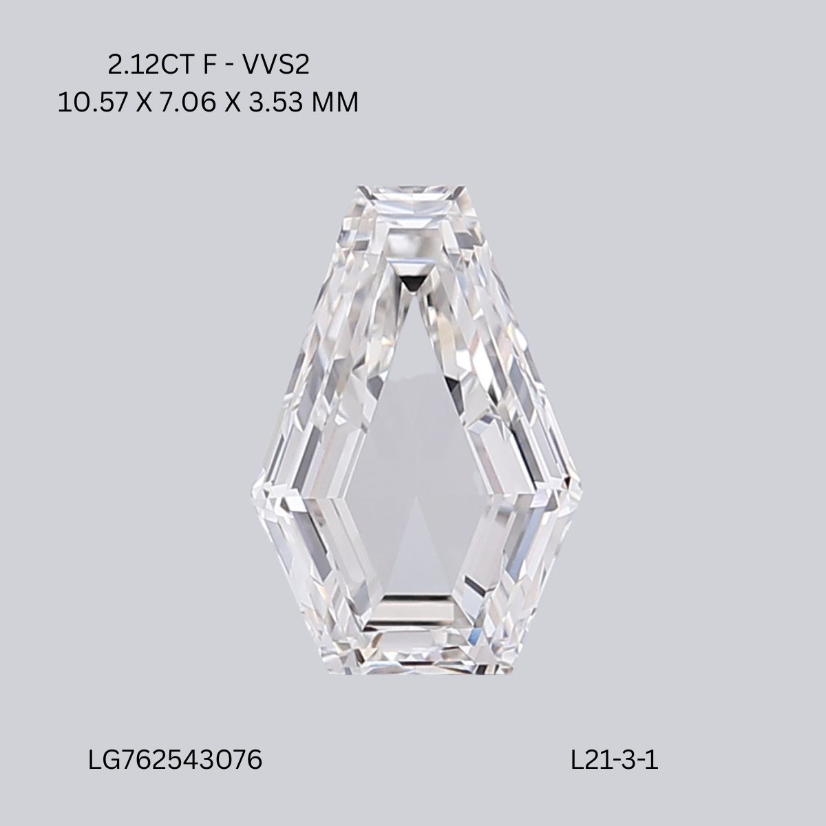 2.12 CT F VVS2 COFFIN diamond Fancy Shape