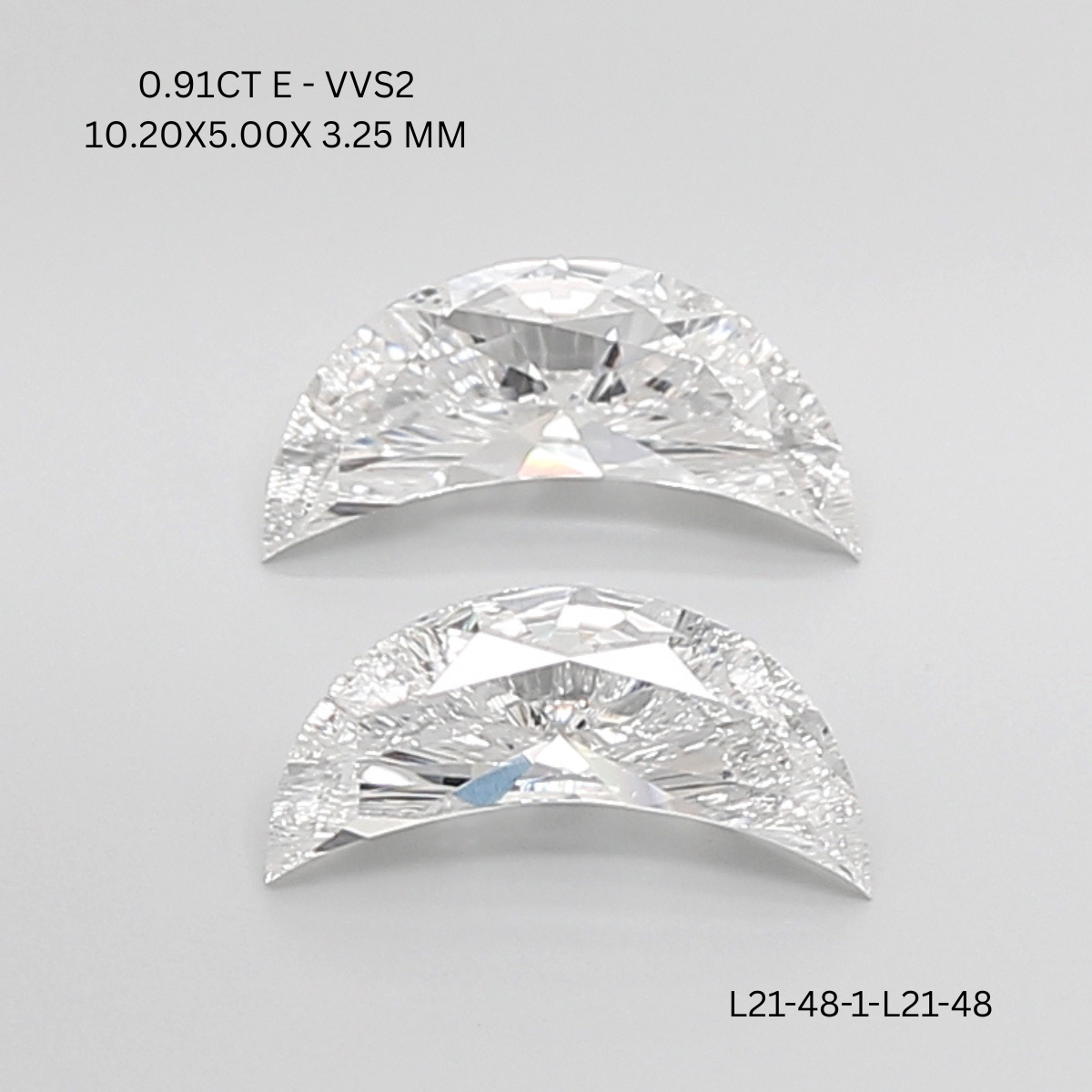 1.81 CT E VVS2 HALF MOON diamond Pairs Inventory