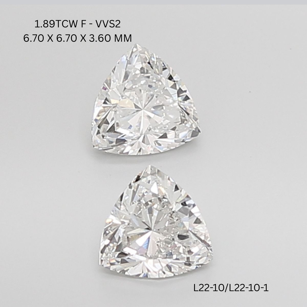 1.89 CT F VVS2 TRILLIANT diamond Pairs Inventory