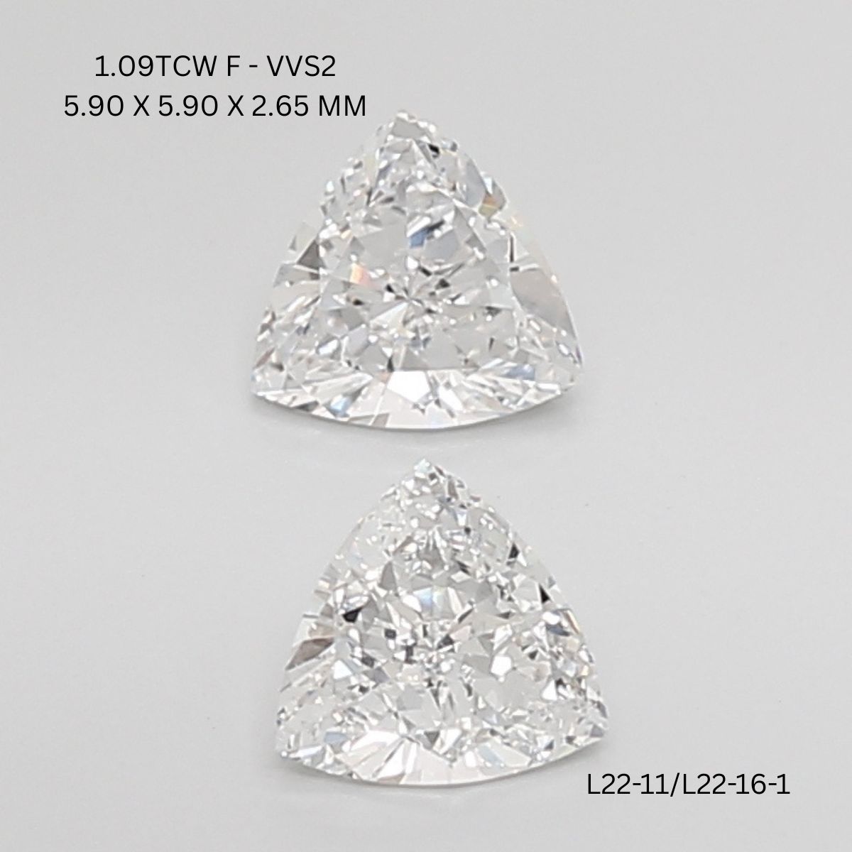 1.09 CT F VVS2 TRILLIANT diamond Pairs Inventory