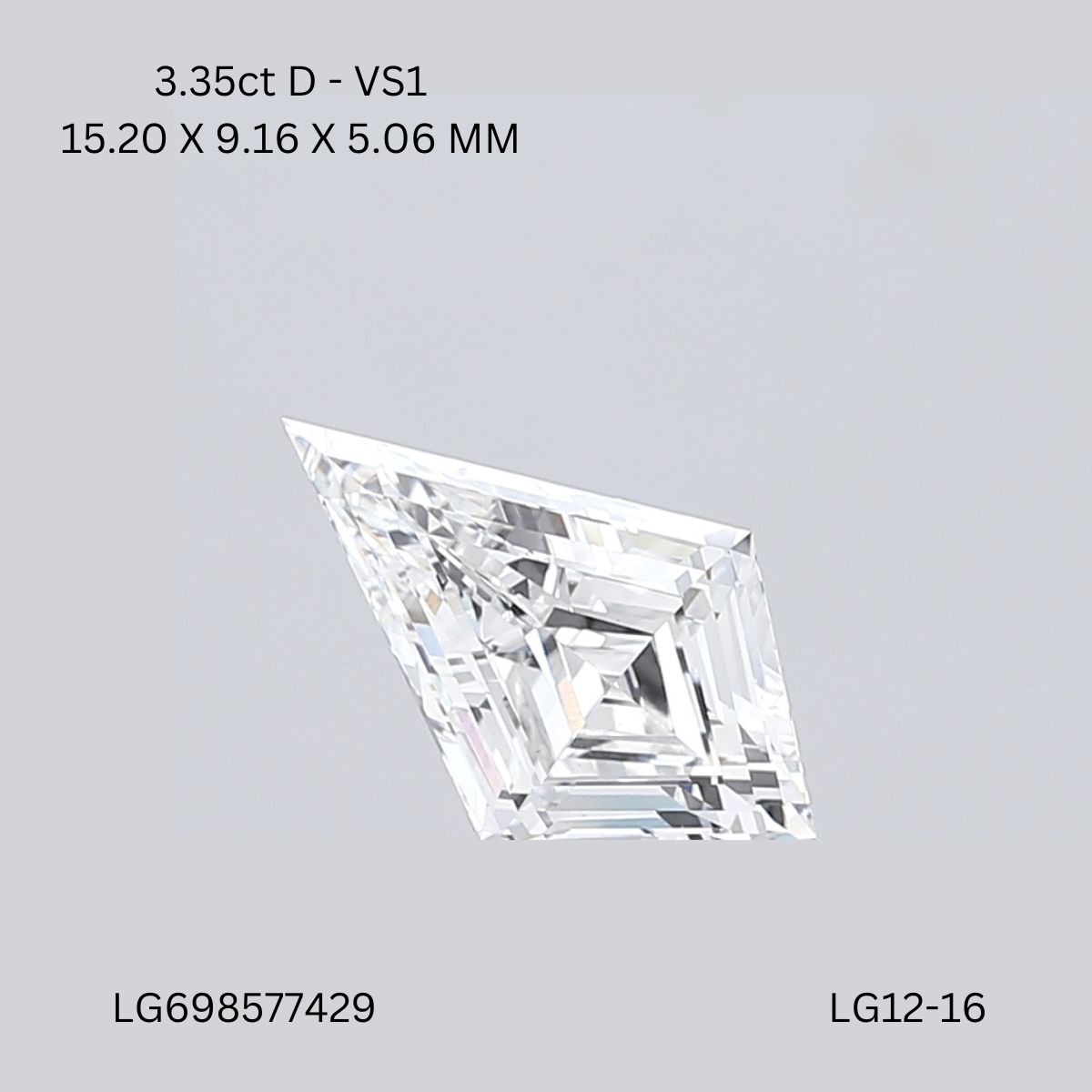3.35 CT D VS1 KITE diamond Fancy Shape