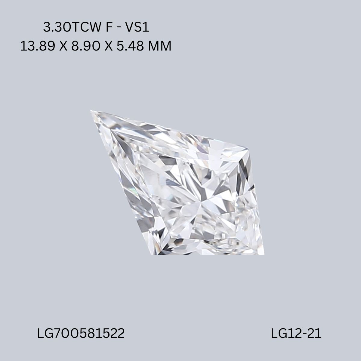 3.30 CT F VS1 KITE diamond Fancy Shape